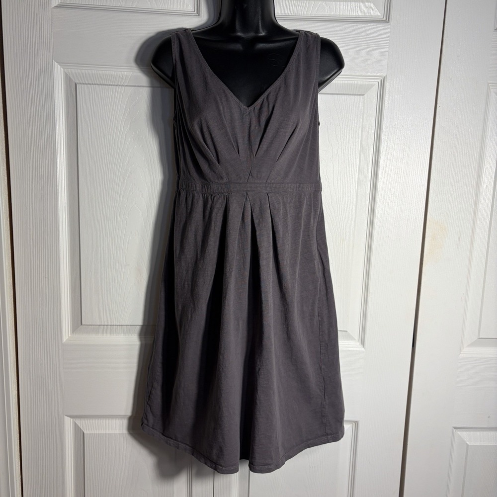 Boden Cadiz Jersey Knit Dress Women 6R Gray Empire Waist 100% Cotton Sleeveless